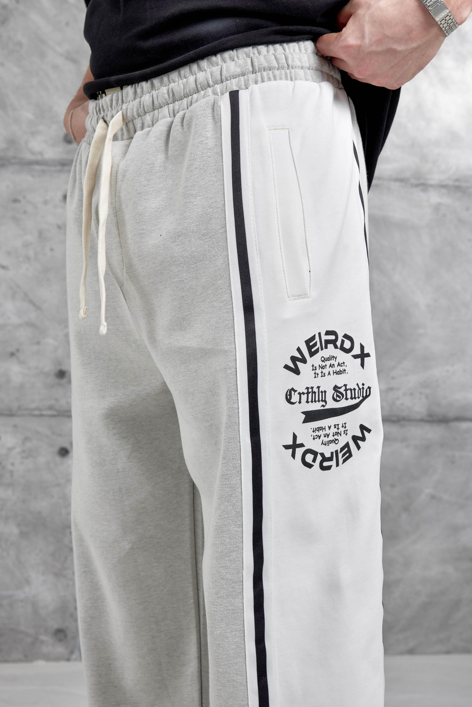 Gri Weirdx Yazılı Baggy Eşofman