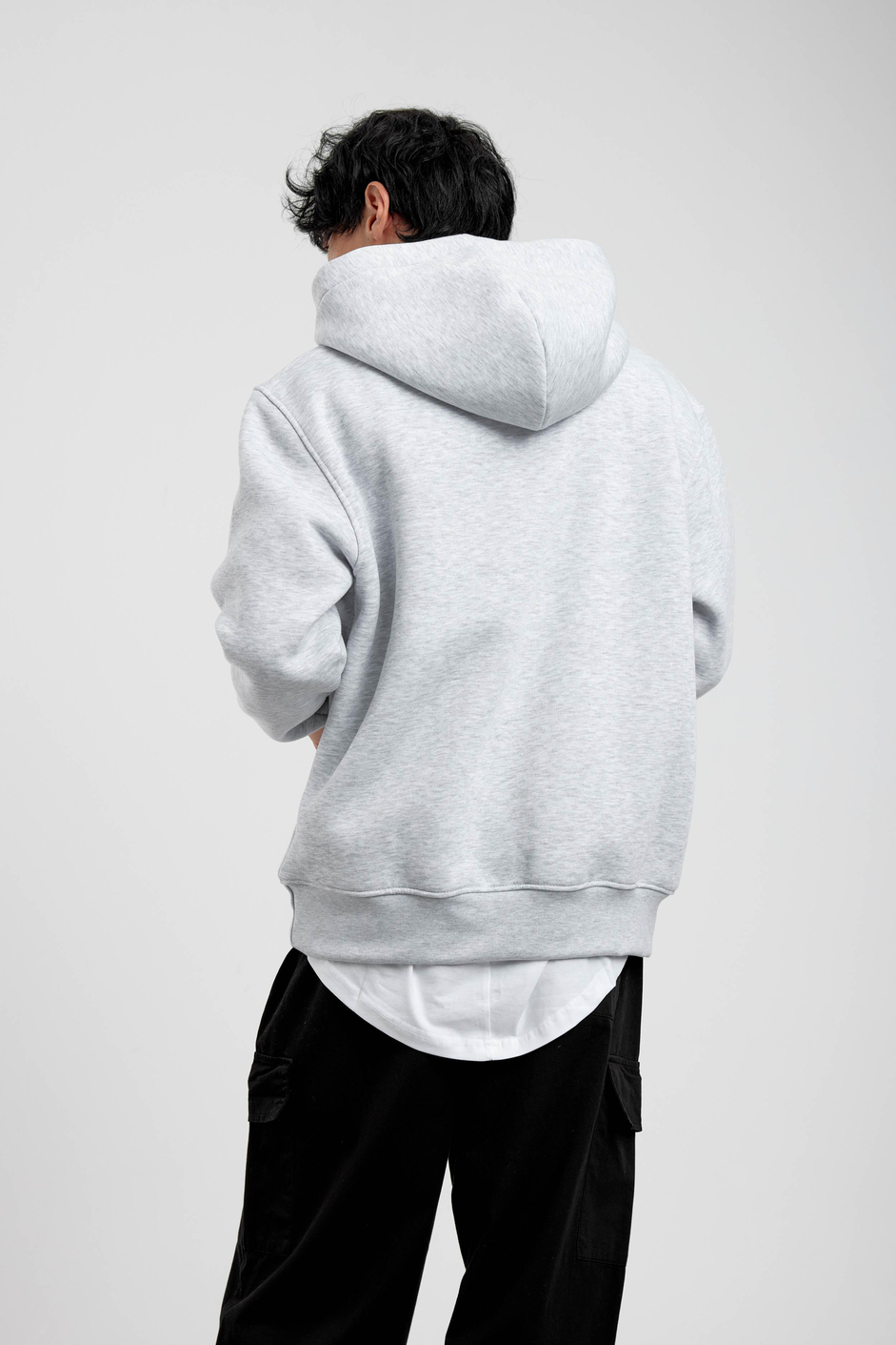 Gri Yazılı Palmiye Baskılı Kapüşonlu Sweatshirt