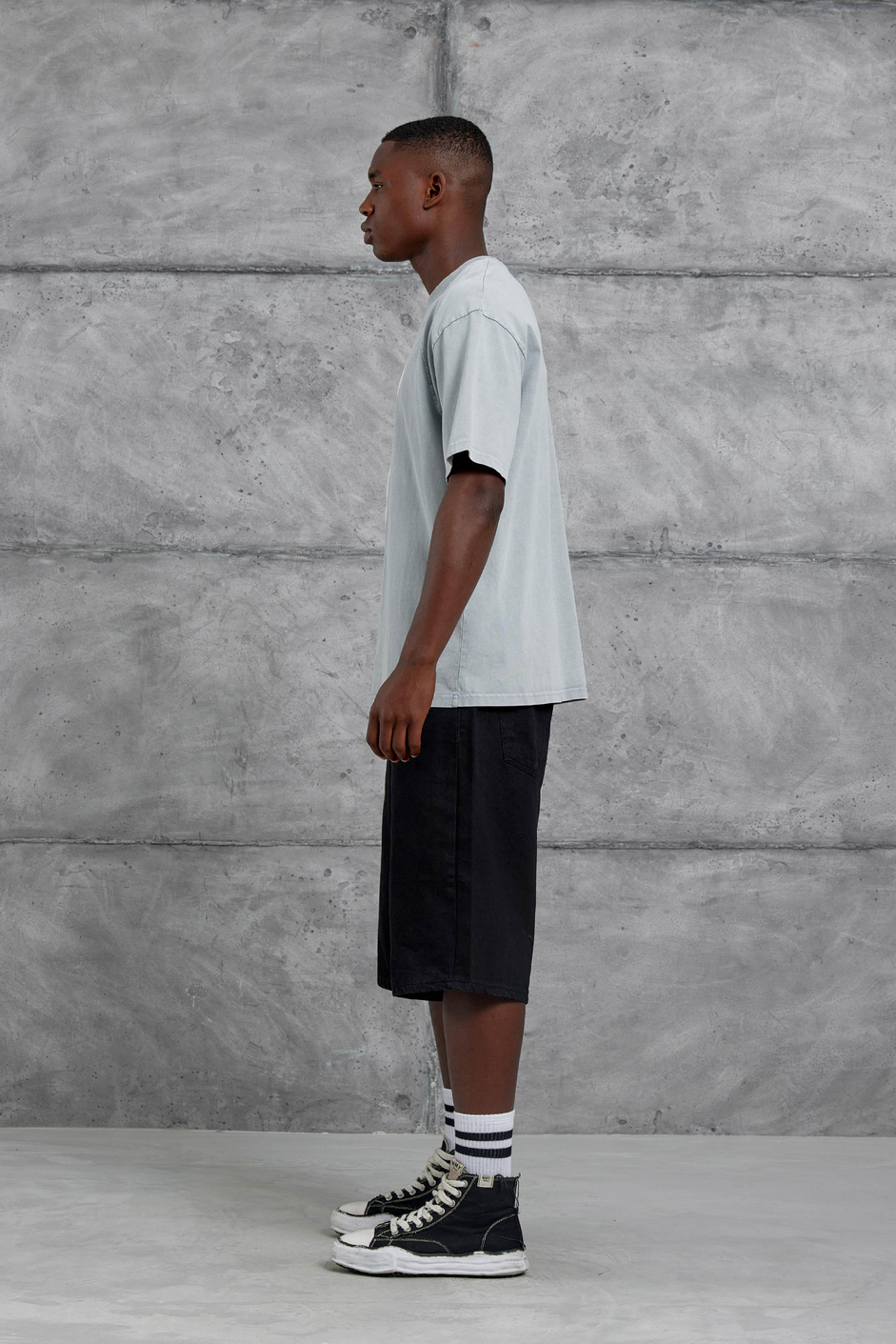 Gri Yedi Numara Baskılı Yıkamalı Oversize Tshirt