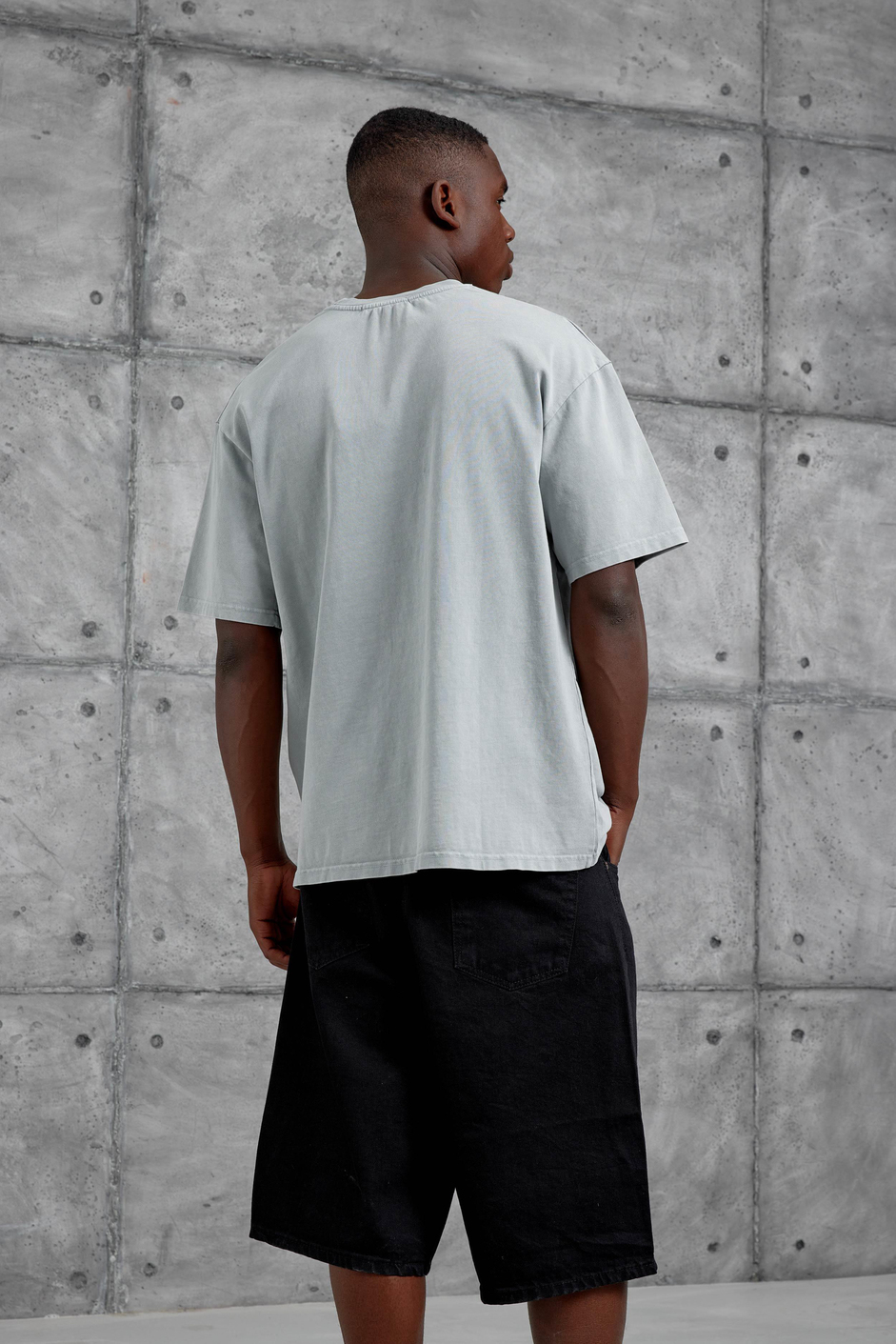 Gri Yedi Numara Baskılı Yıkamalı Oversize Tshirt