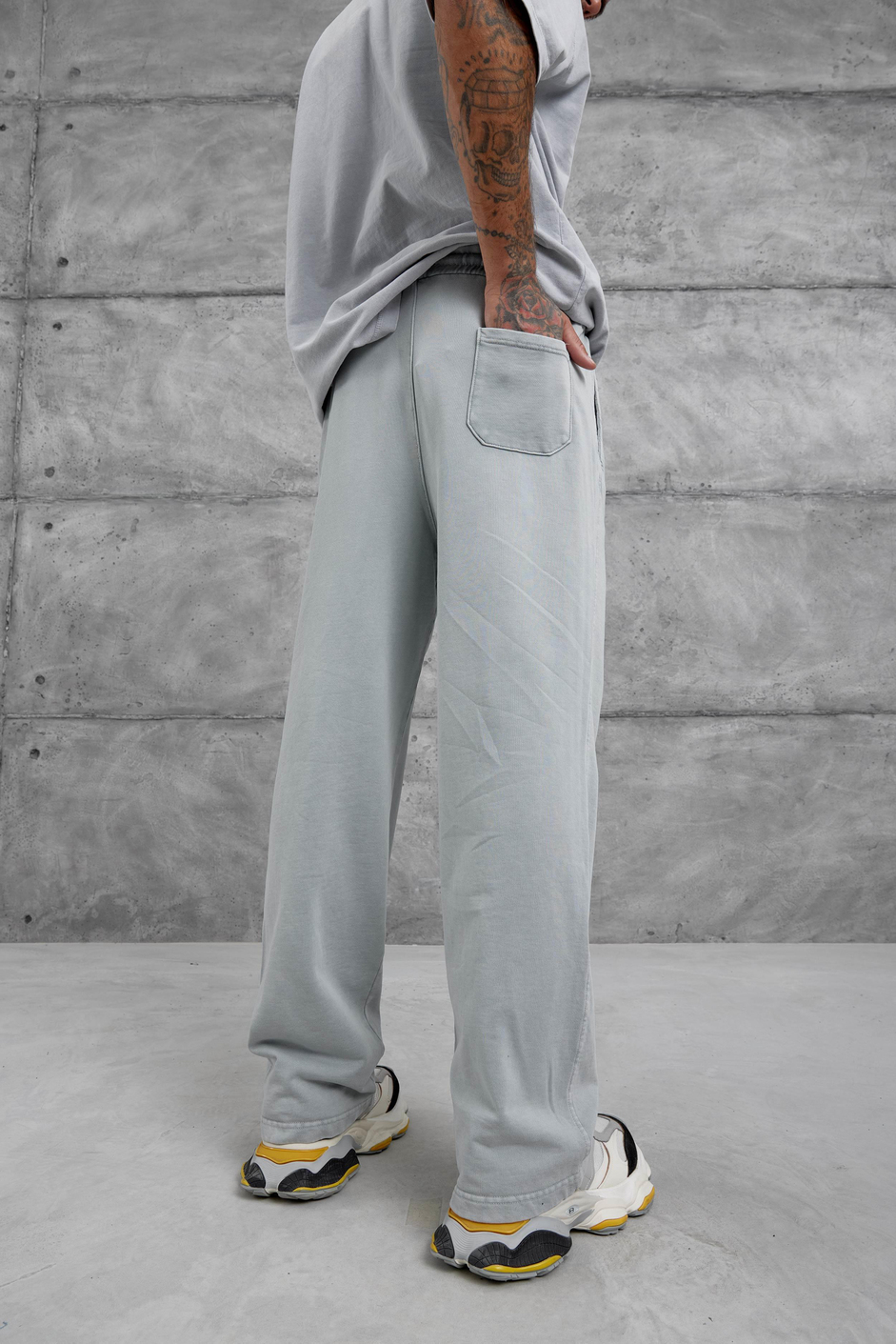 Gri Yıkamalı Basic Baggy Eşofman