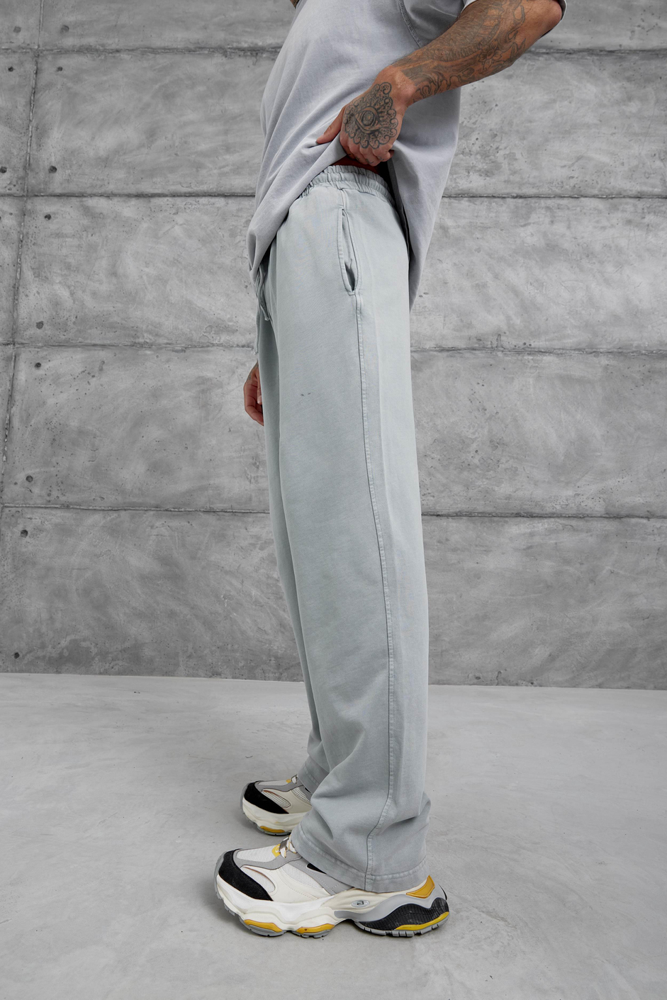 Gri Yıkamalı Basic Baggy Eşofman