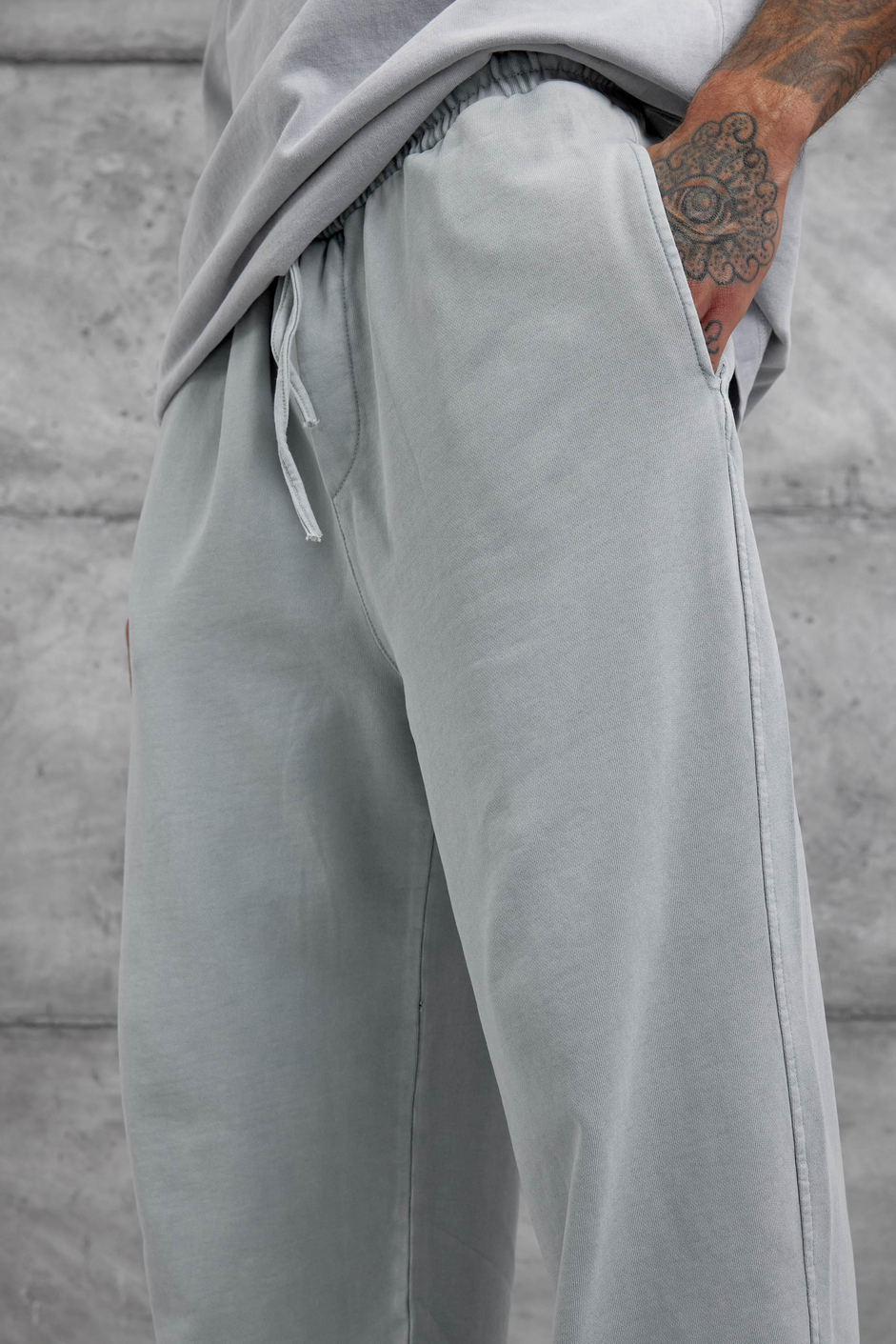 Gri Yıkamalı Basic Baggy Eşofman