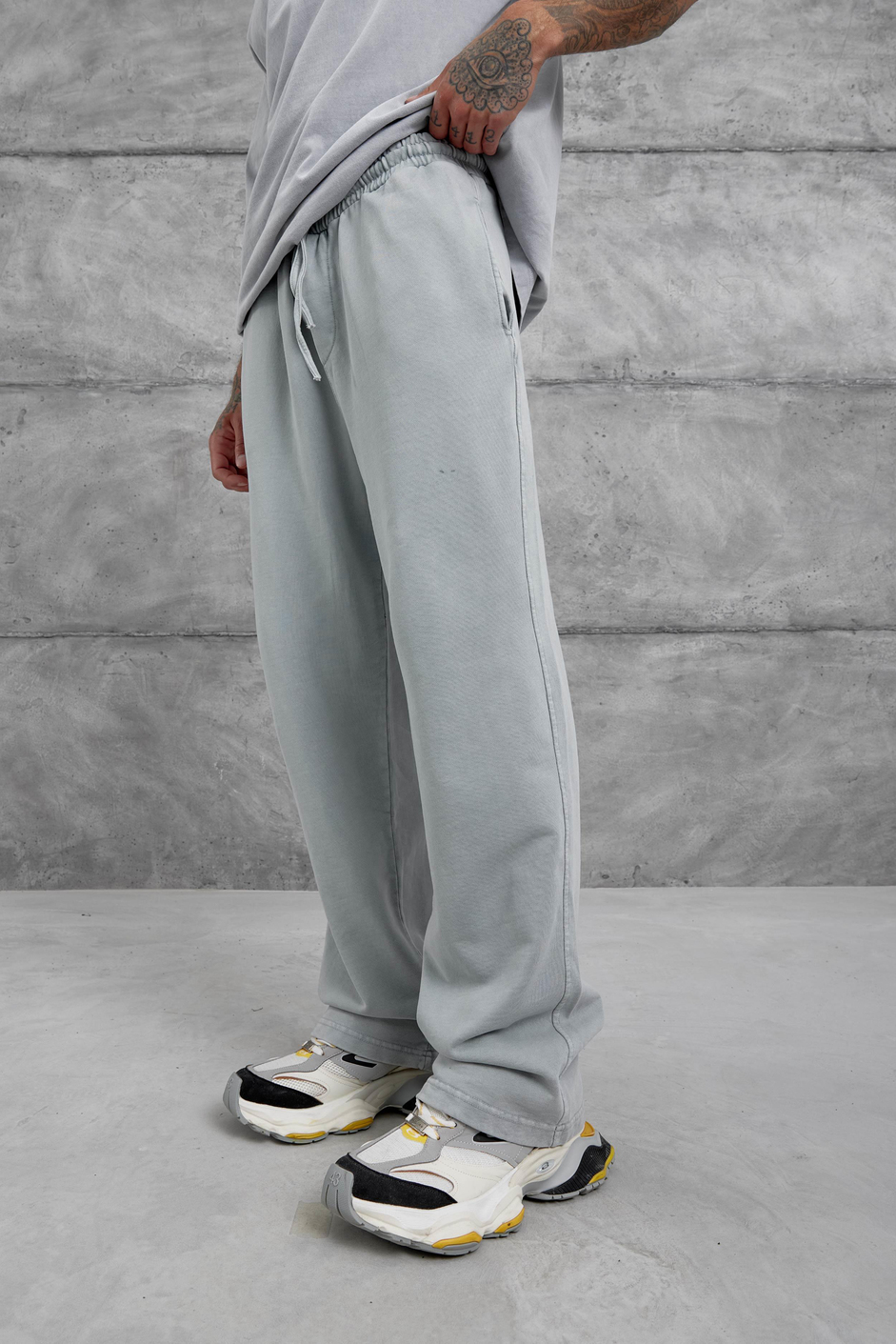 Gri Yıkamalı Basic Baggy Eşofman
