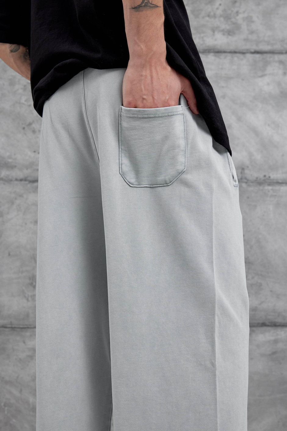 Gri Yıkamalı Undefined Yazılı Baggy Eşofman Altı