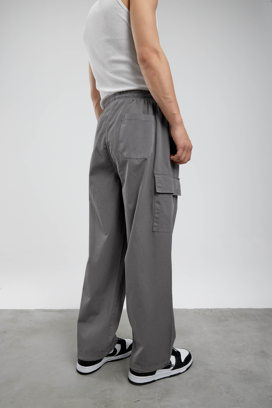 Gri Yp Paçası Büzgülü Kargo Pantolon