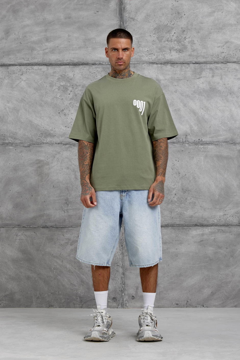 Haki 0001 Yazılı Oversize Tshirt