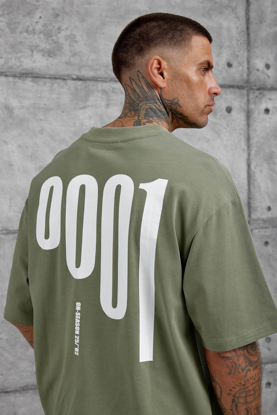 Haki 0001 Yazılı Oversize Tshirt