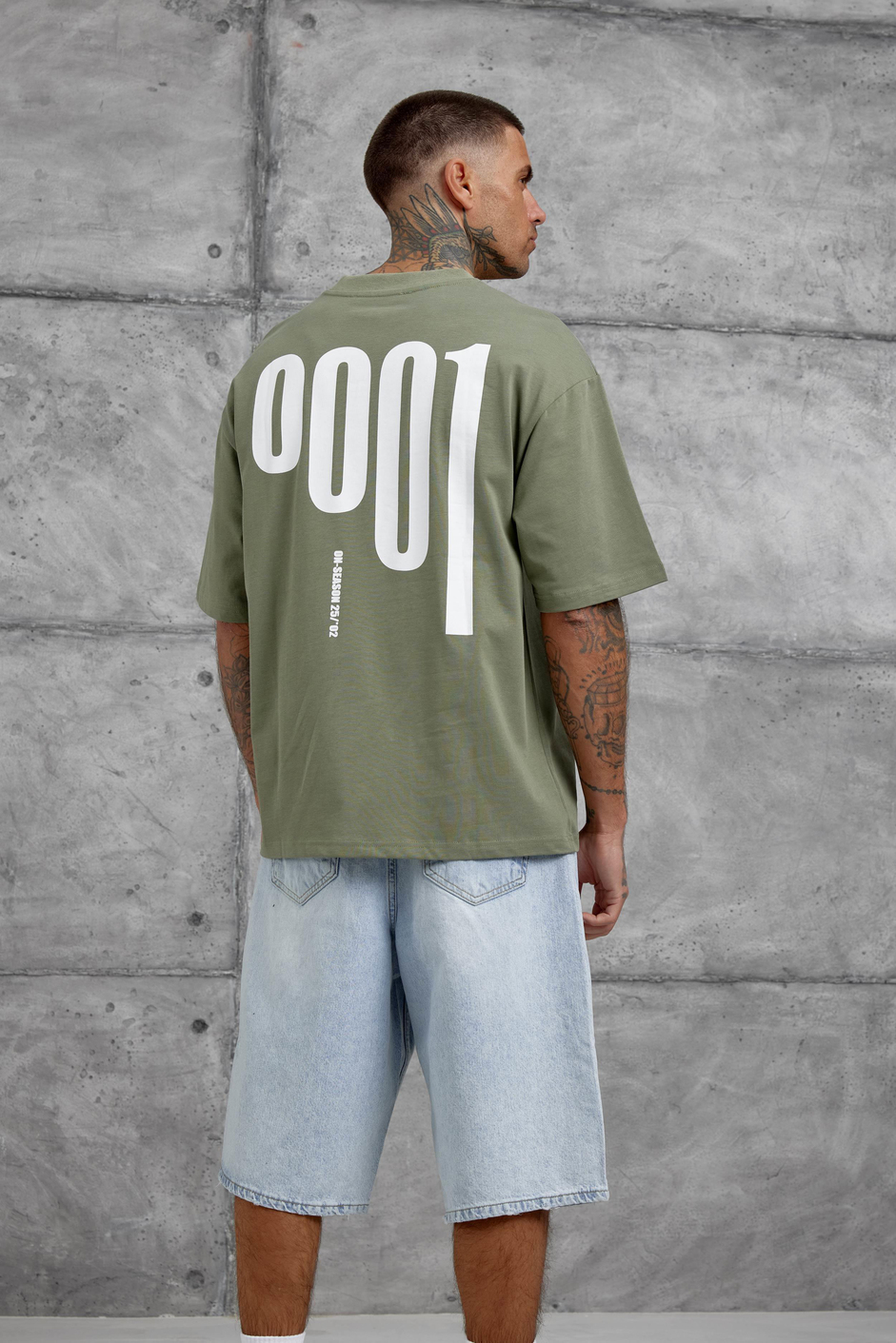 Haki 0001 Yazılı Oversize Tshirt