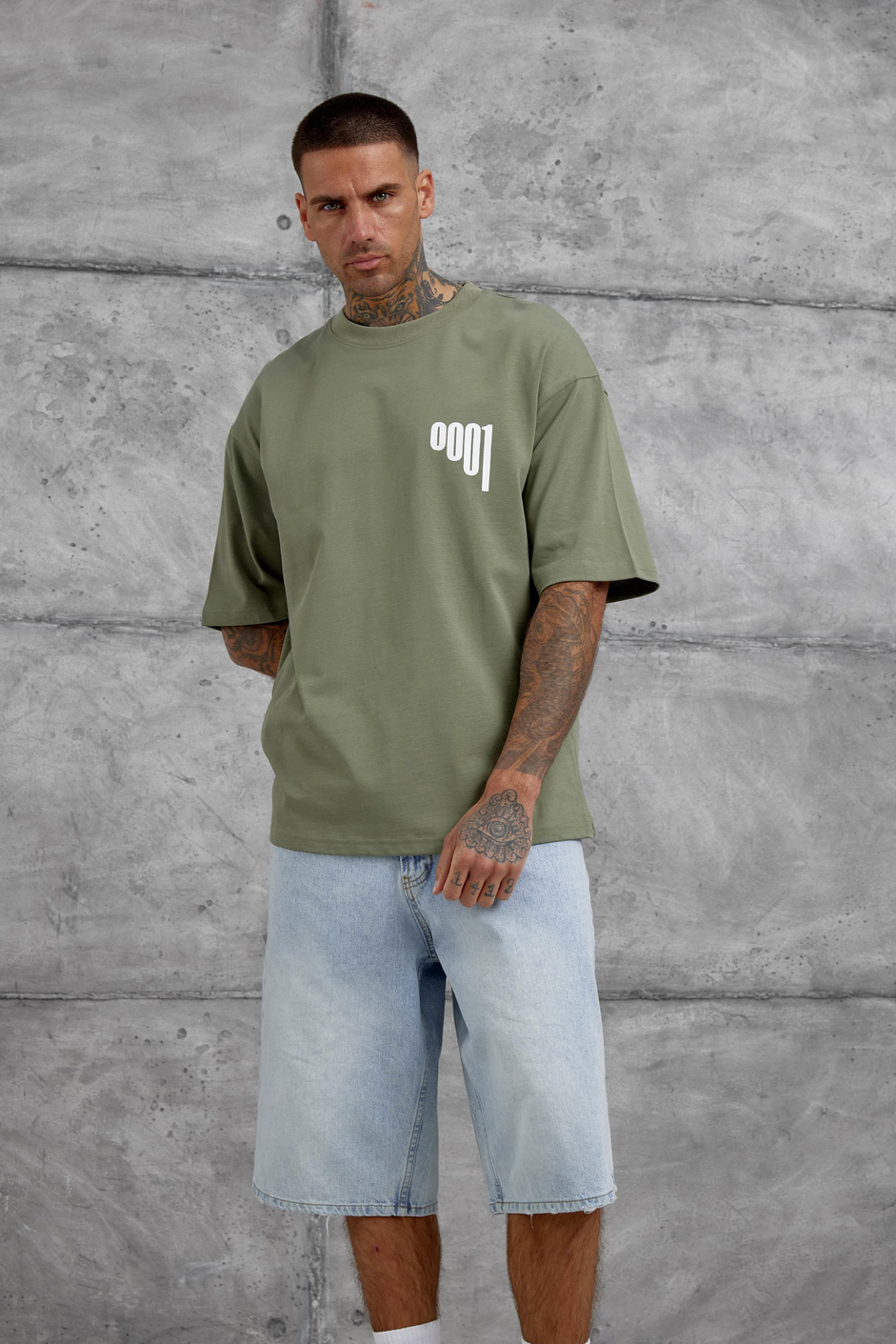 Haki 0001 Yazılı Oversize Tshirt