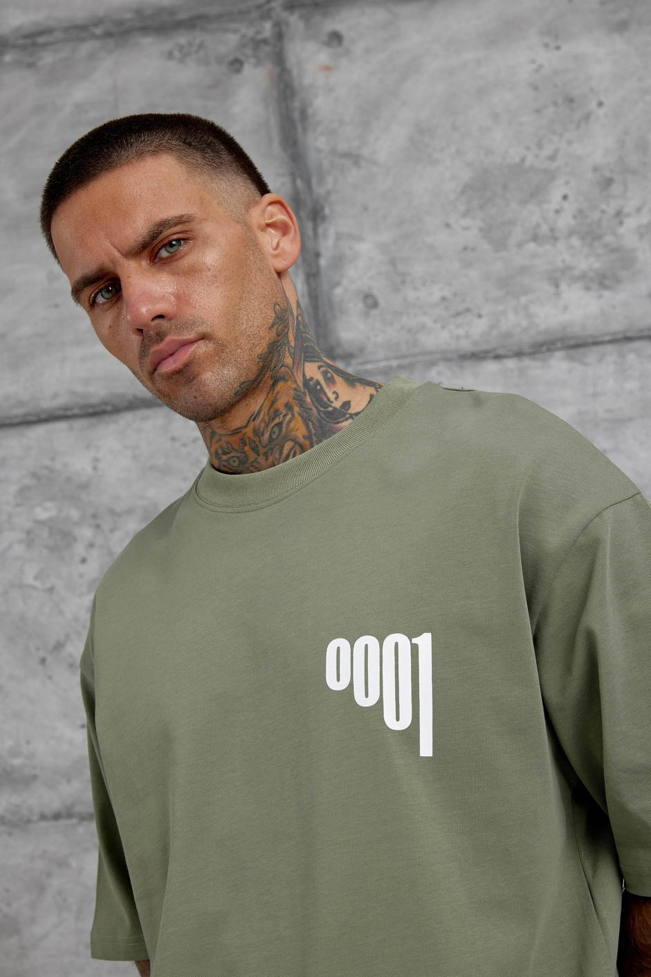 Haki 0001 Yazılı Oversize Tshirt