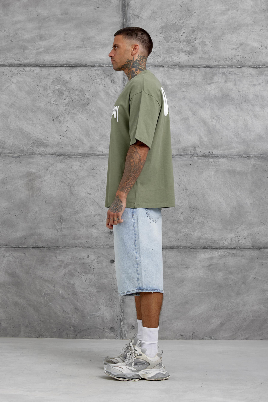 Haki 0001 Yazılı Oversize Tshirt