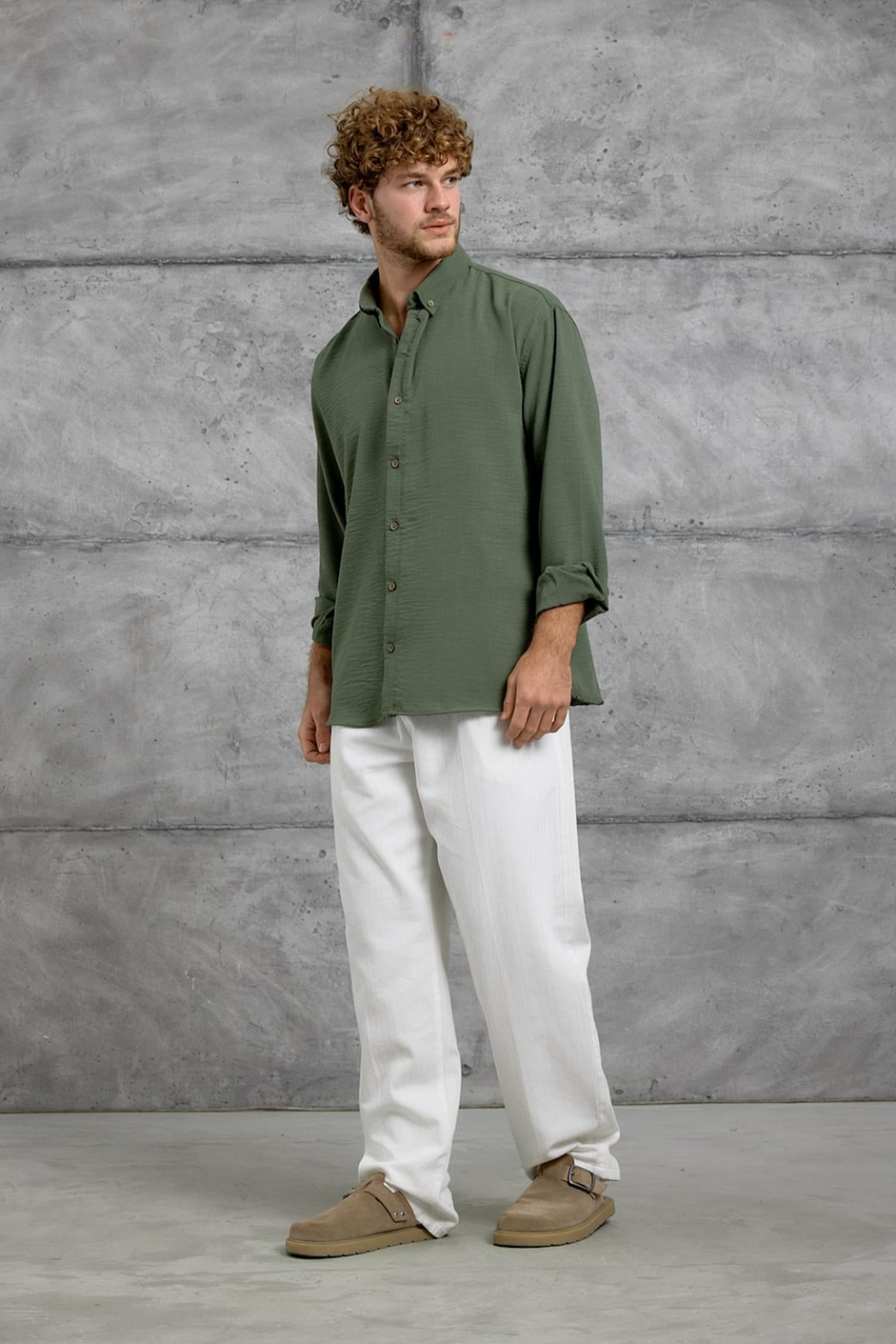Haki 251 KETEN OVERSIZE GÖMLEK