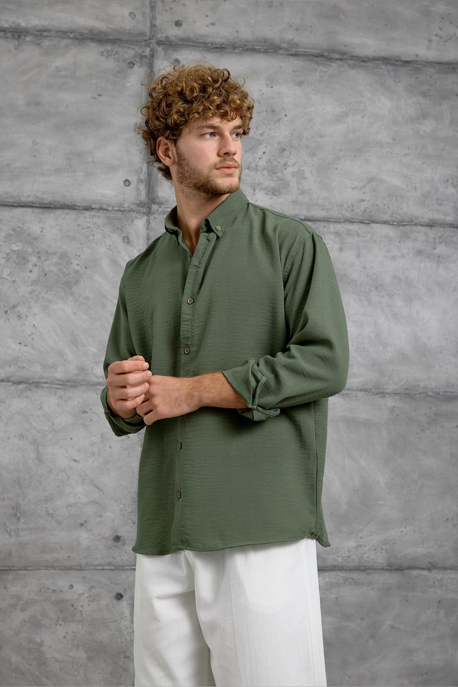 Haki 251 KETEN OVERSIZE GÖMLEK