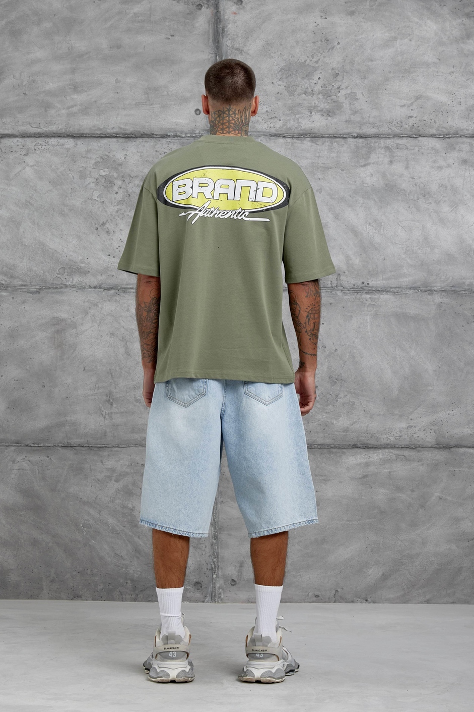 Haki Brand Authentic Yazılı Oversize Tshirt