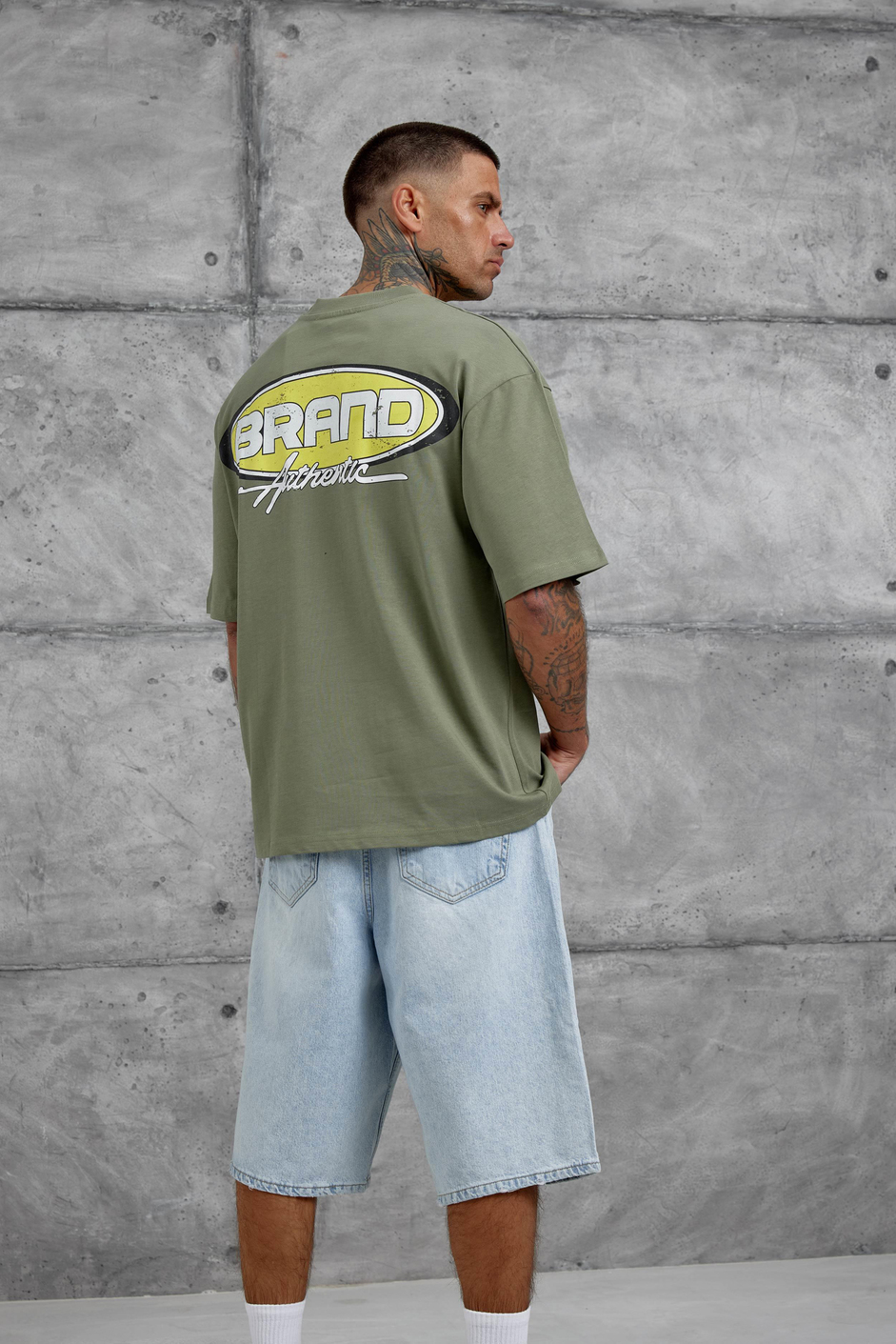 Haki Brand Authentic Yazılı Oversize Tshirt