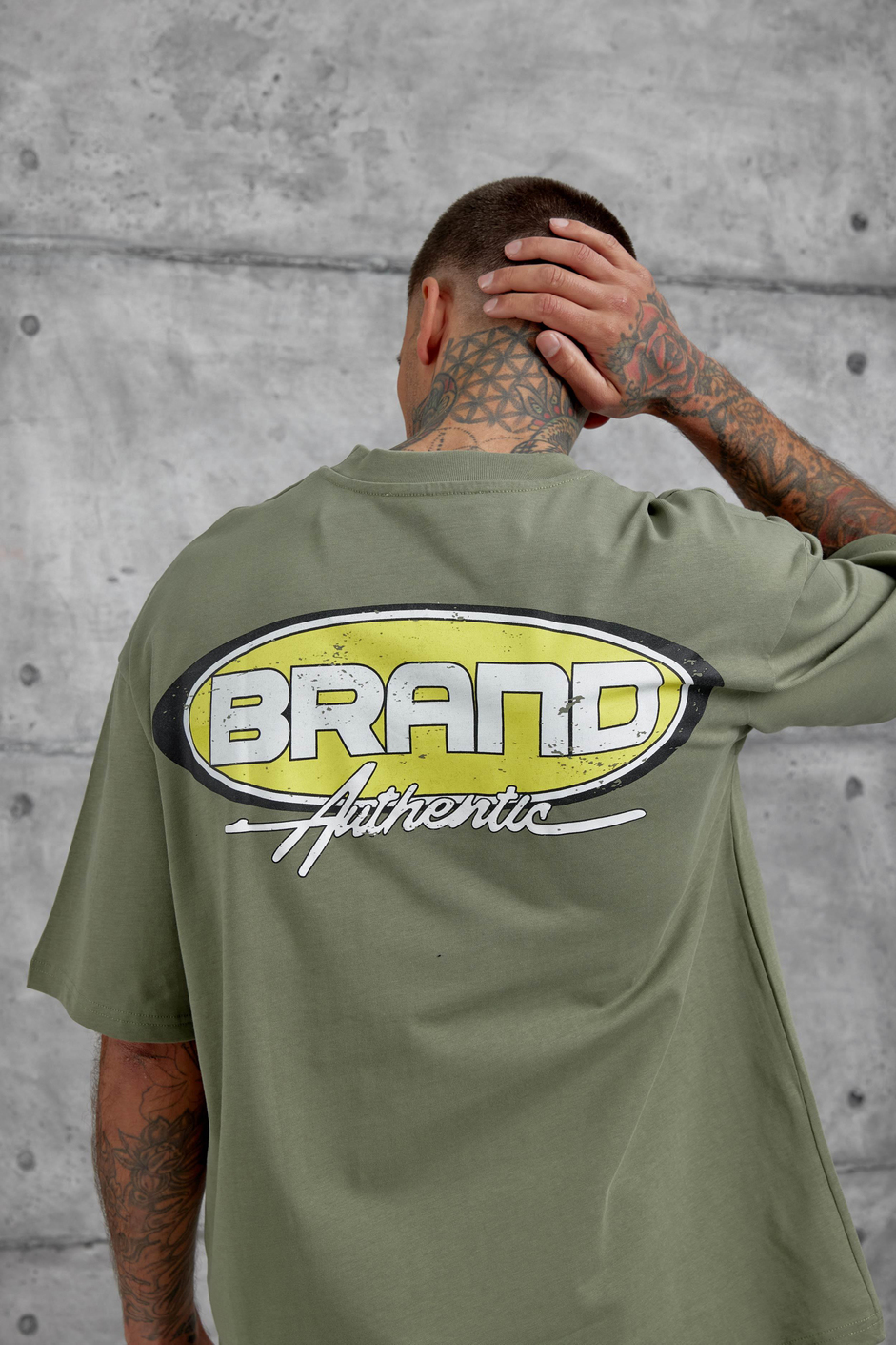 Haki Brand Authentic Yazılı Oversize Tshirt