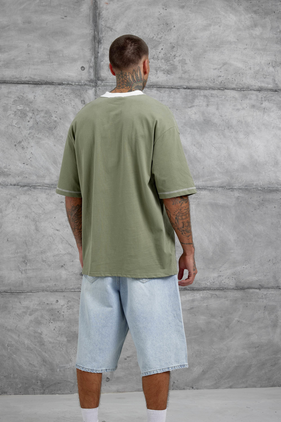 Haki Dont Cry Baskılı Oversize Tshirt