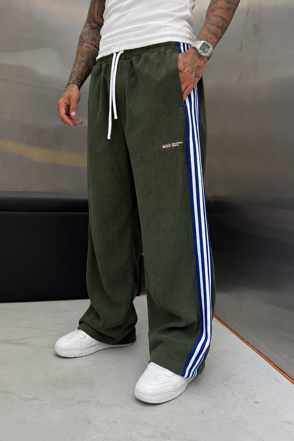 Haki FİTİLLİ İNCE KADİFE BAGGY EŞOFMAN ALTI