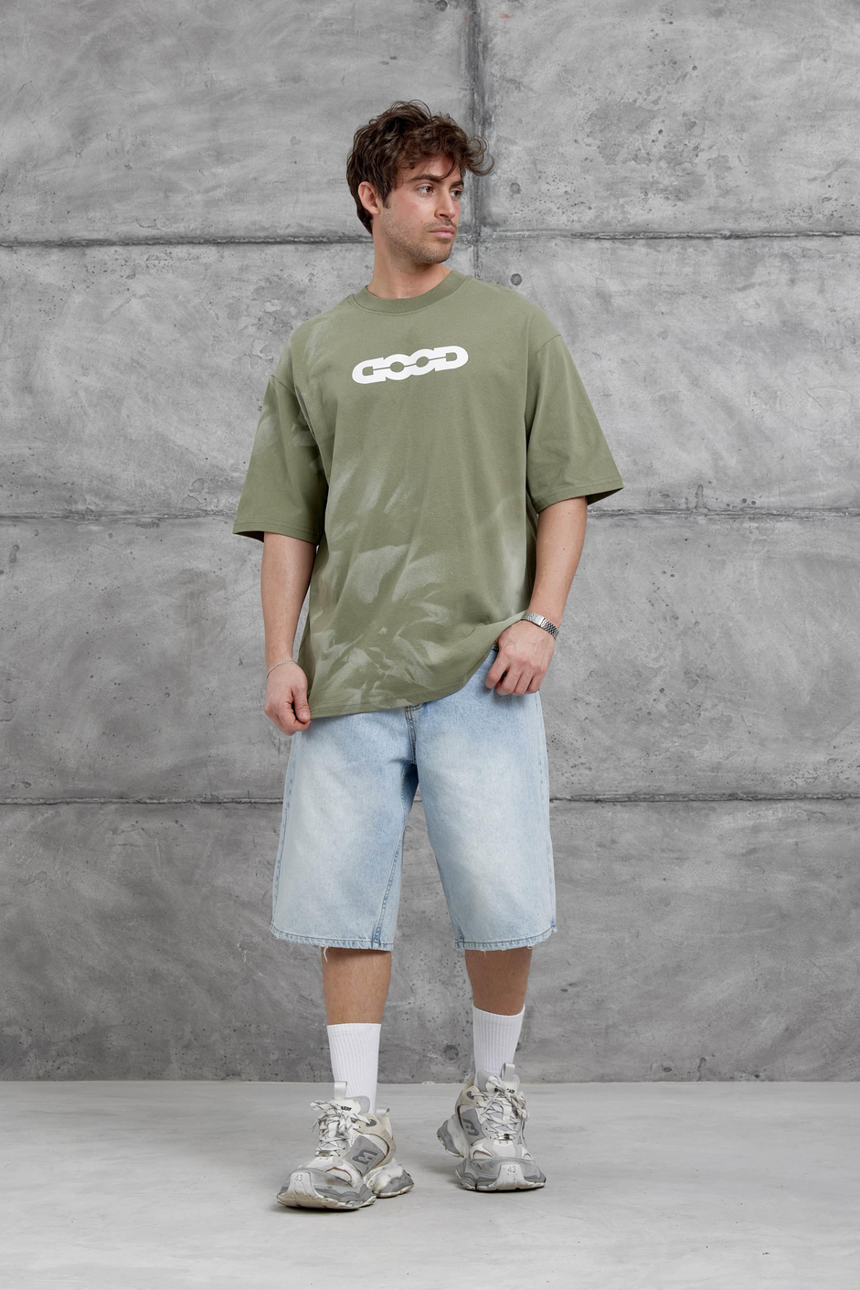 Haki Good Yazılı Oversize Tshirt