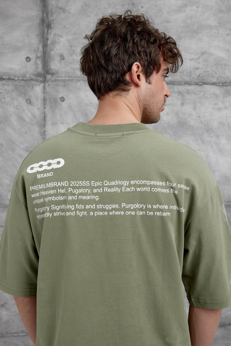 Haki Good Yazılı Oversize Tshirt