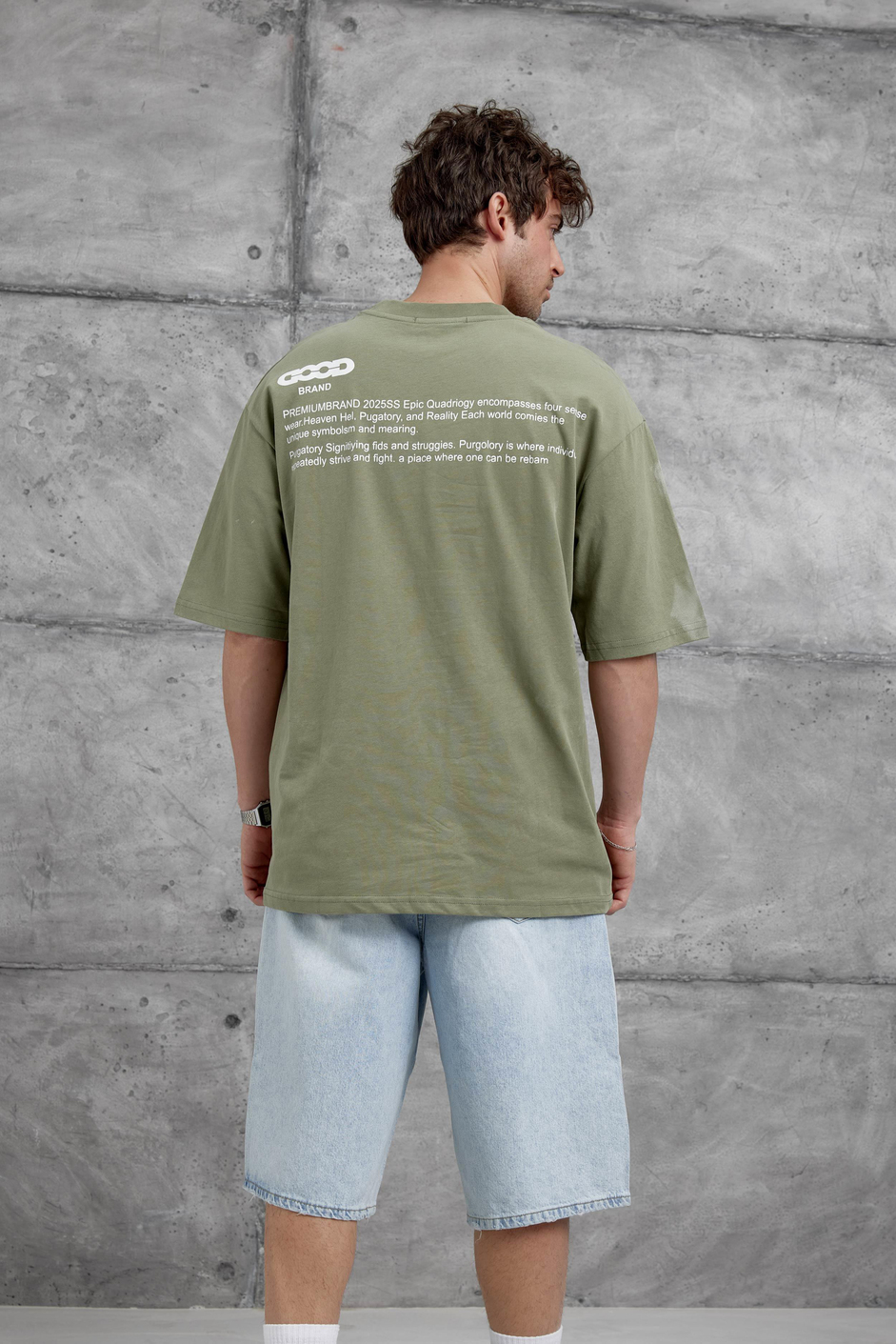 Haki Good Yazılı Oversize Tshirt