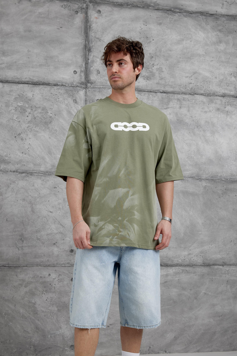 Haki Good Yazılı Oversize Tshirt