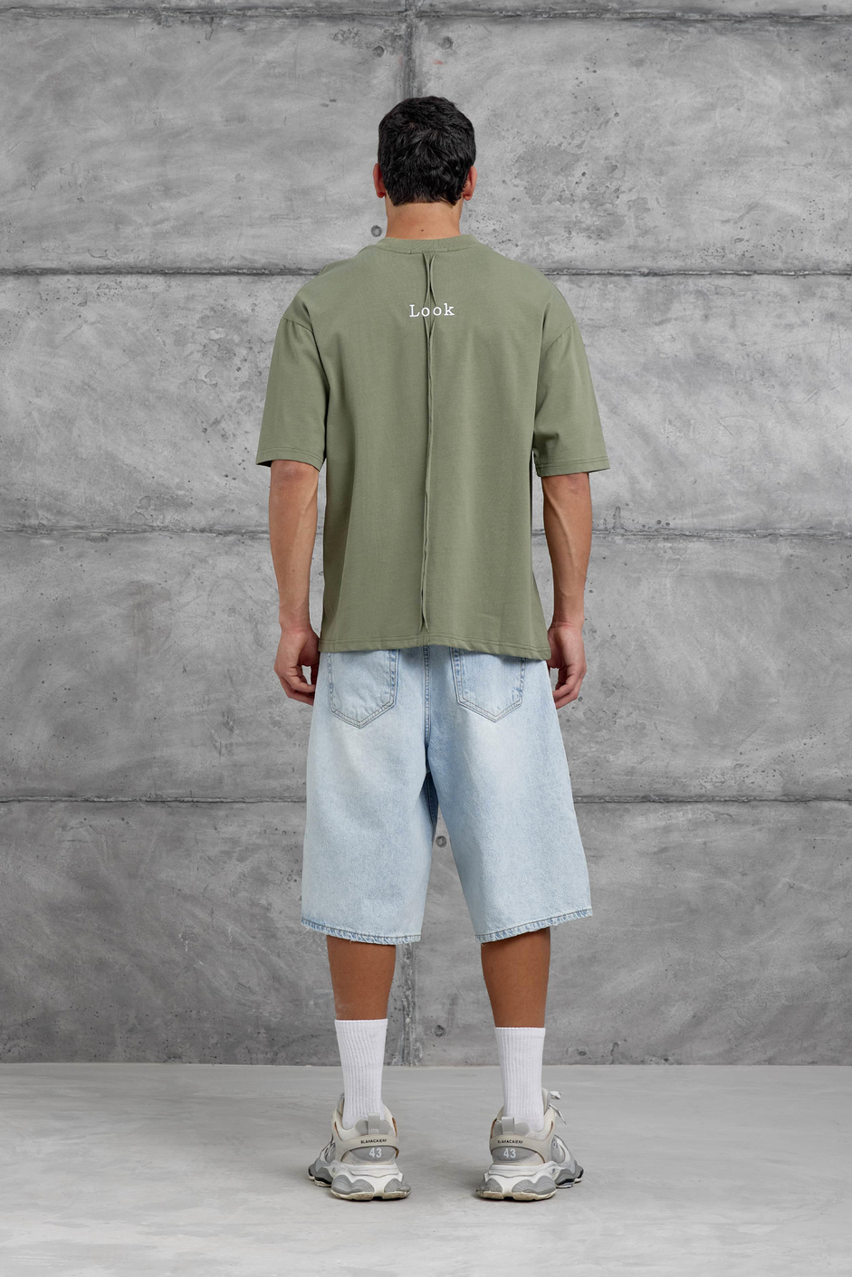 Haki Look Yazılı Parçalı Oversize Tshirt