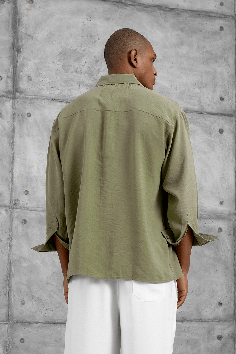 Haki MODAL KUMAŞ OVERSIZE GÖMLEK