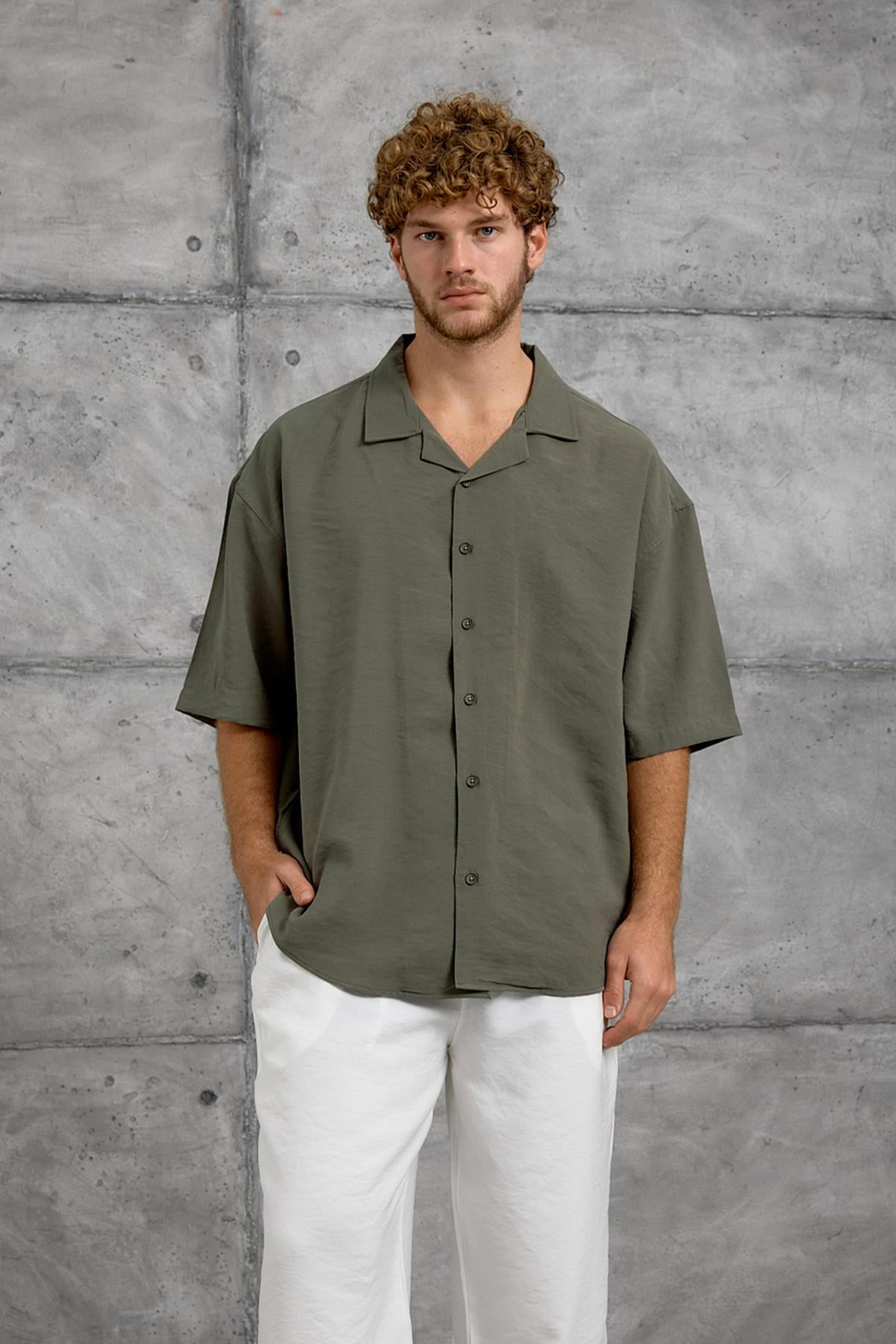 Haki MODAL KUMAŞ OVERSIZE GÖMLEK