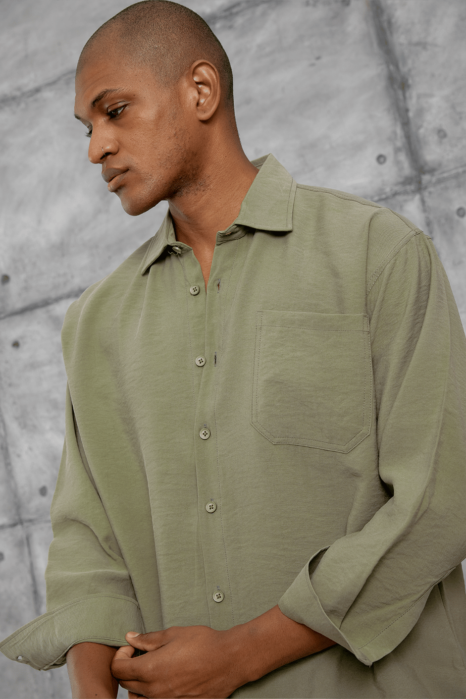 Haki MODAL KUMAŞ OVERSIZE GÖMLEK