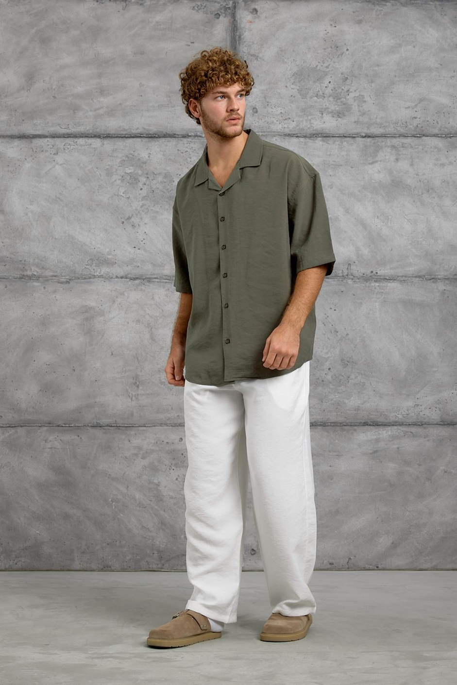 Haki MODAL KUMAŞ OVERSIZE GÖMLEK