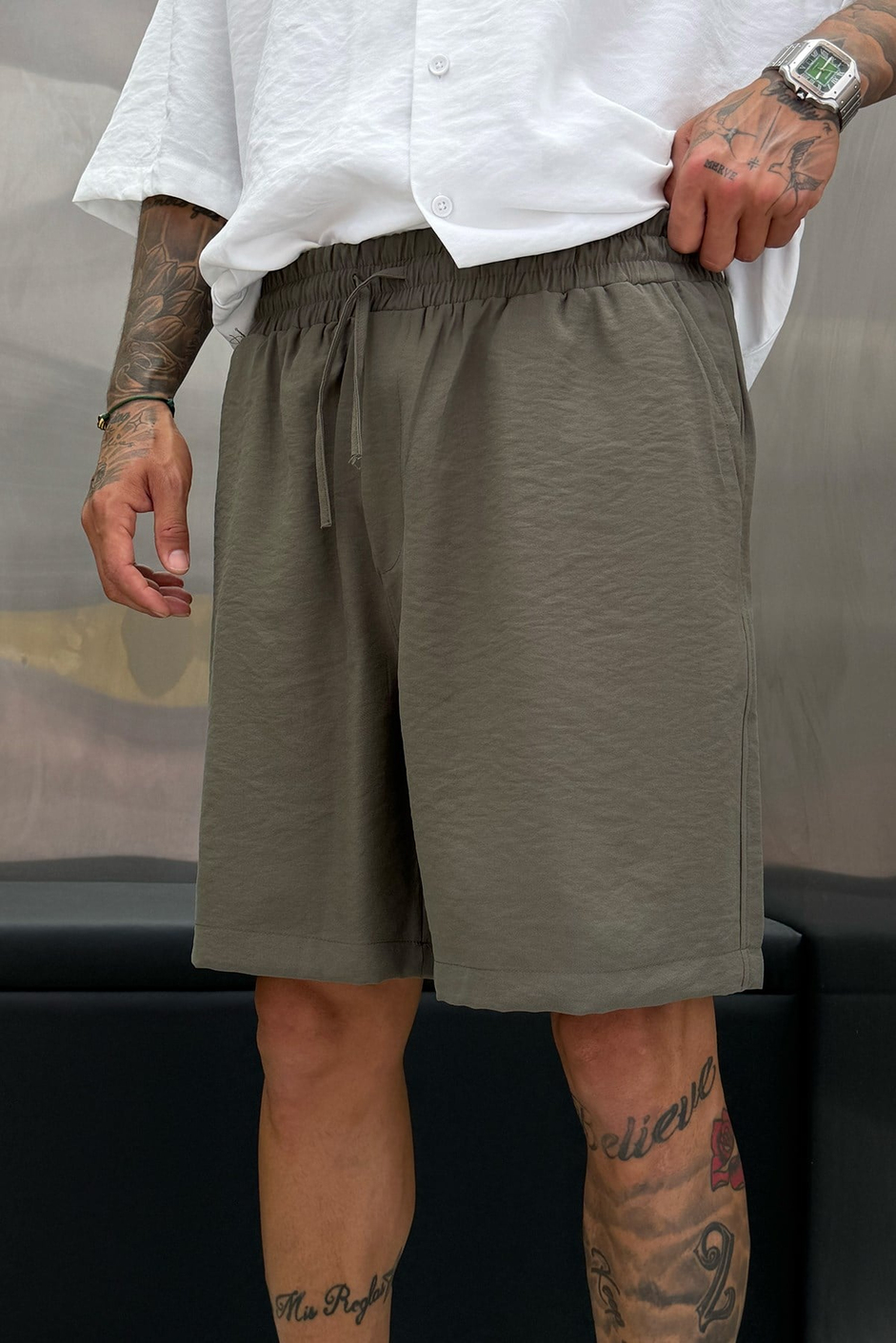 Haki MODAL KUMAŞ OVERSIZE ŞORT