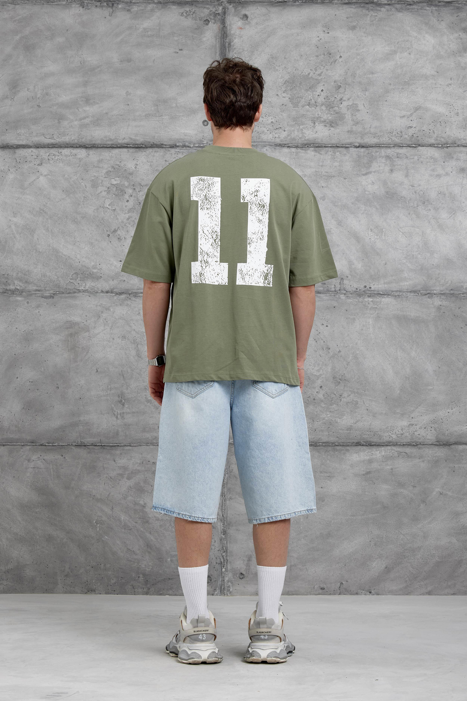 Haki Remendy Crew Yazılı Oversize Tshirt