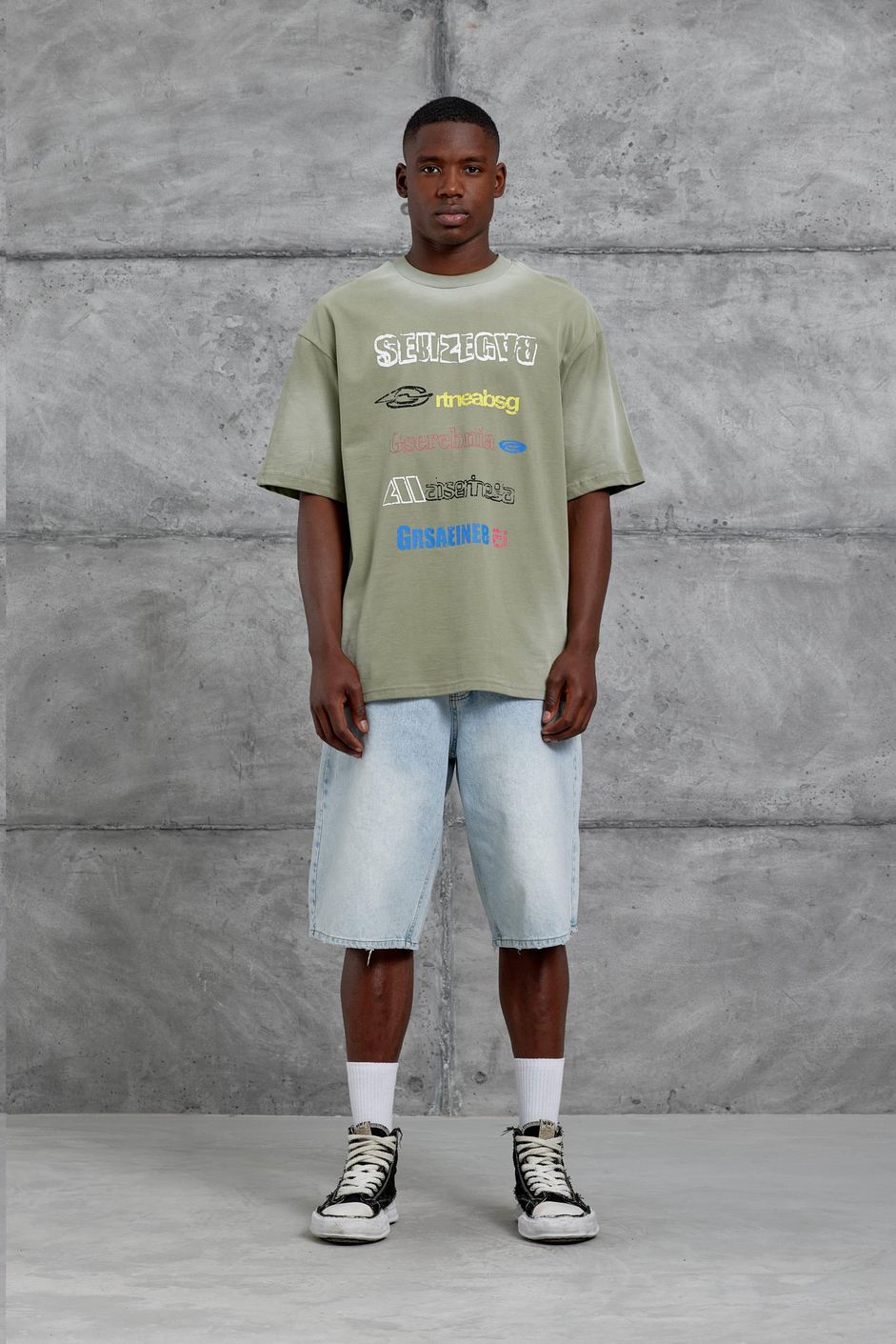 Haki Sebizegva Baskılı Oversize Tshirt