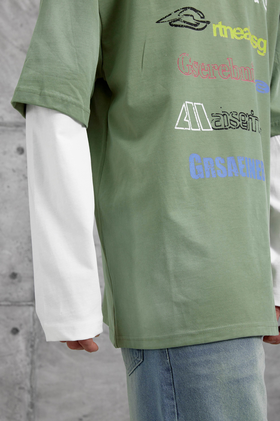 Haki Sebizegva Baskılı Parça Kollu Sweatshirt