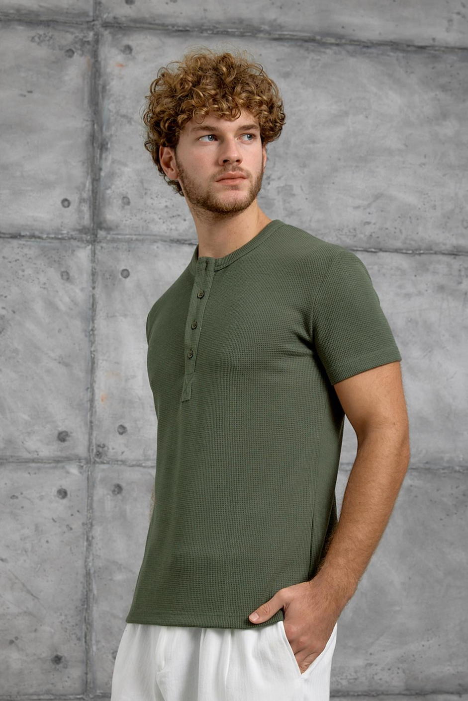 Haki WAFFLE KUMAŞ TSHIRT