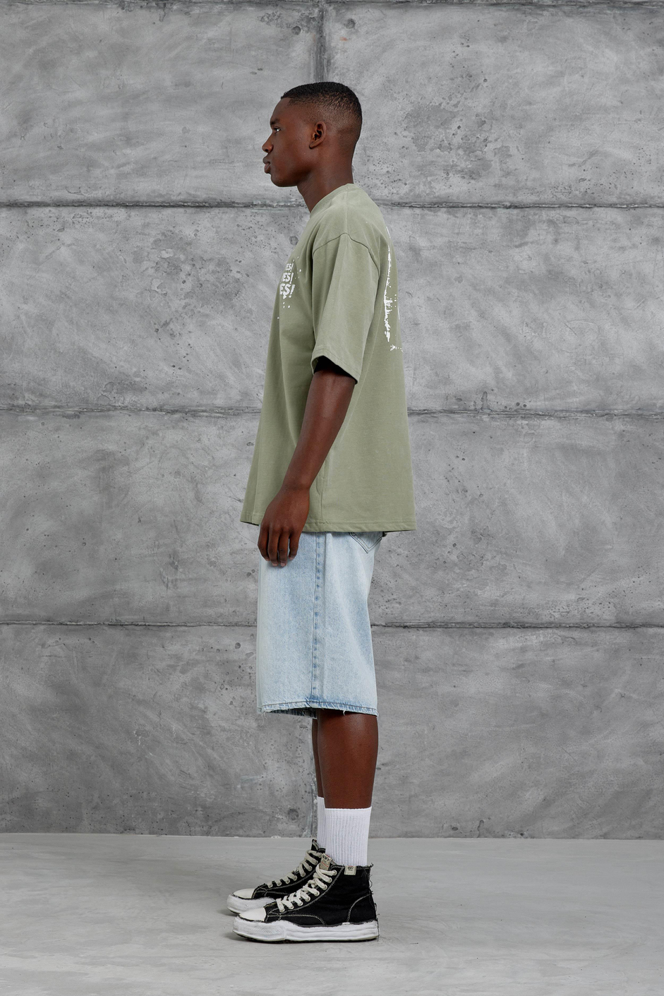 Haki Yes Yazılı Oversize Tshirt