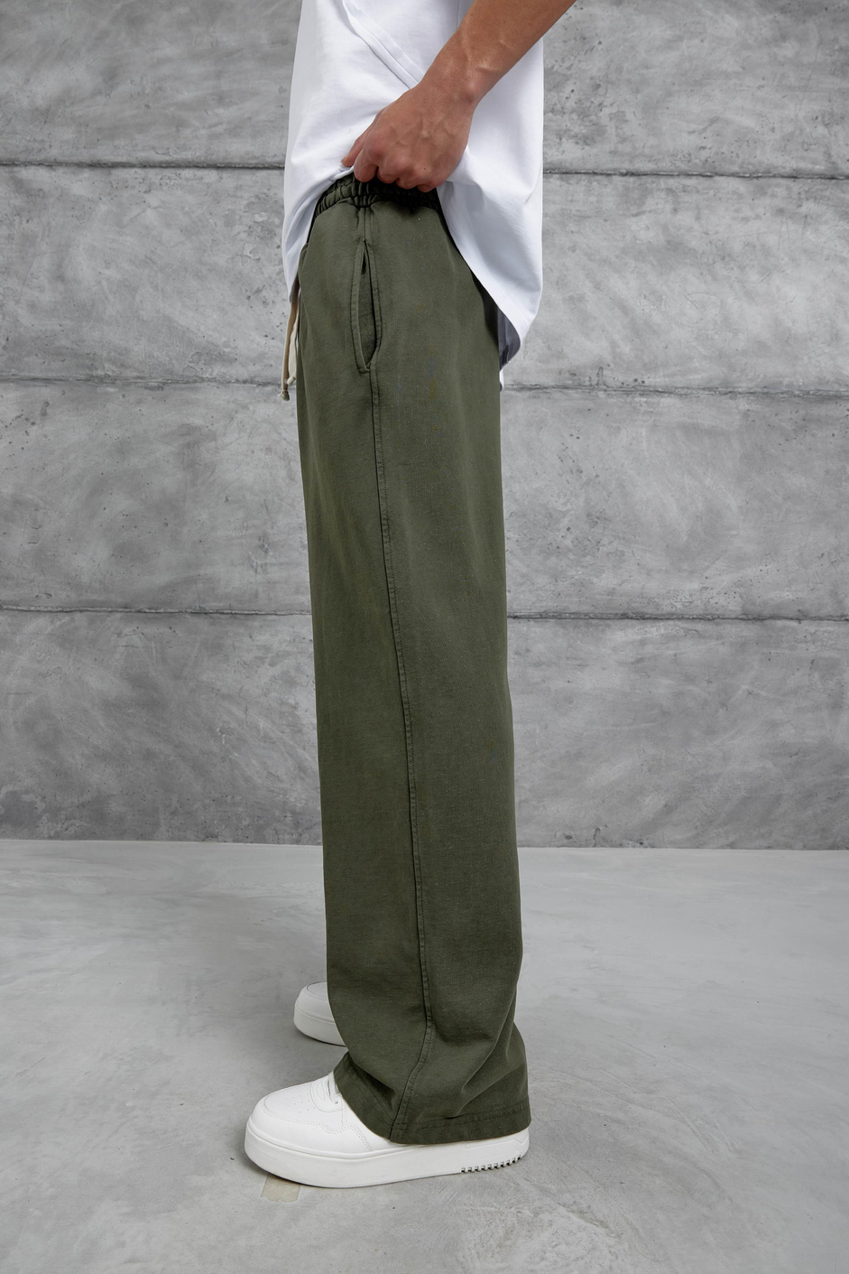Haki Yıkamalı Basic Baggy Eşofman