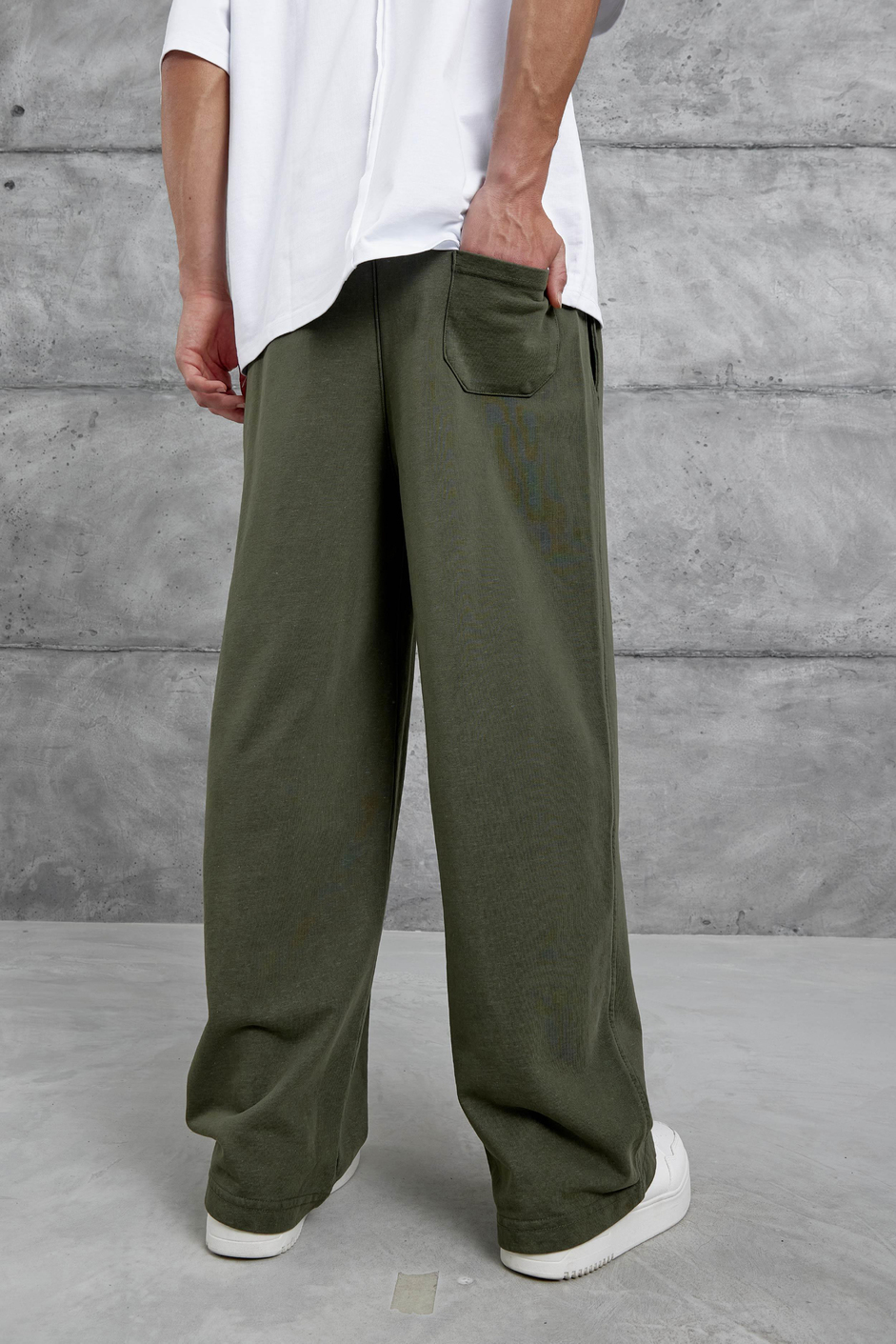 Haki Yıkamalı Basic Baggy Eşofman