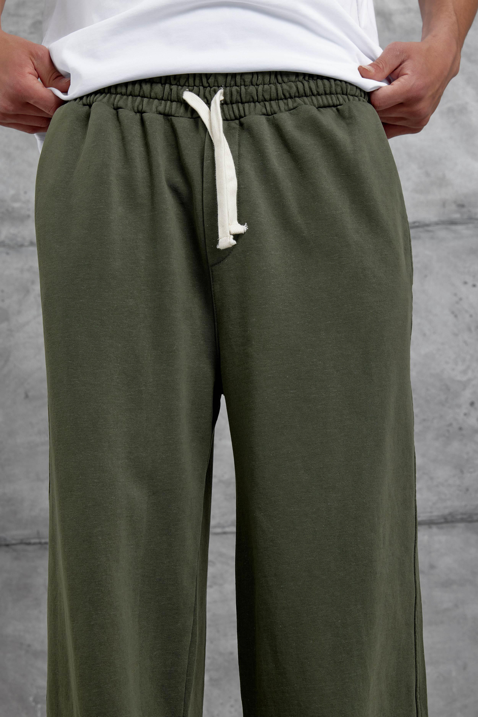 Haki Yıkamalı Basic Baggy Eşofman