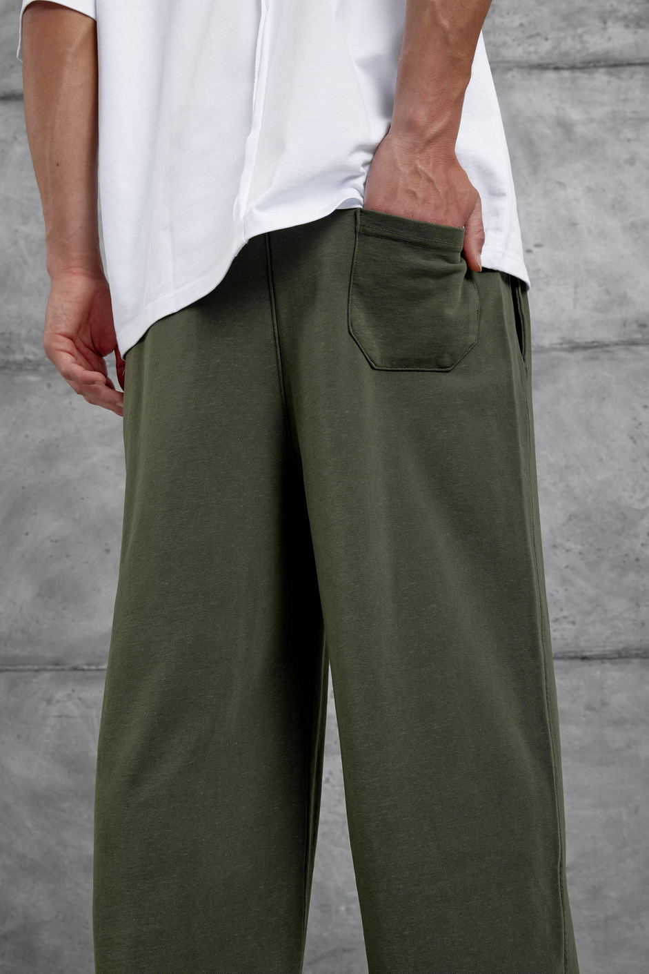 Haki Yıkamalı Basic Baggy Eşofman