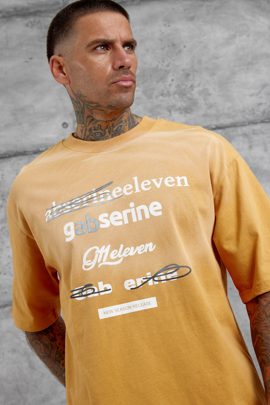 Hardal Gabserine Yazılı Oversize Tshirt