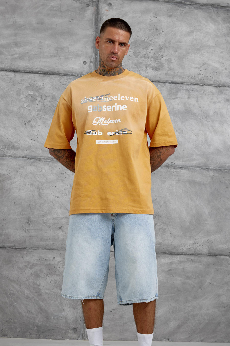 Hardal Gabserine Yazılı Oversize Tshirt