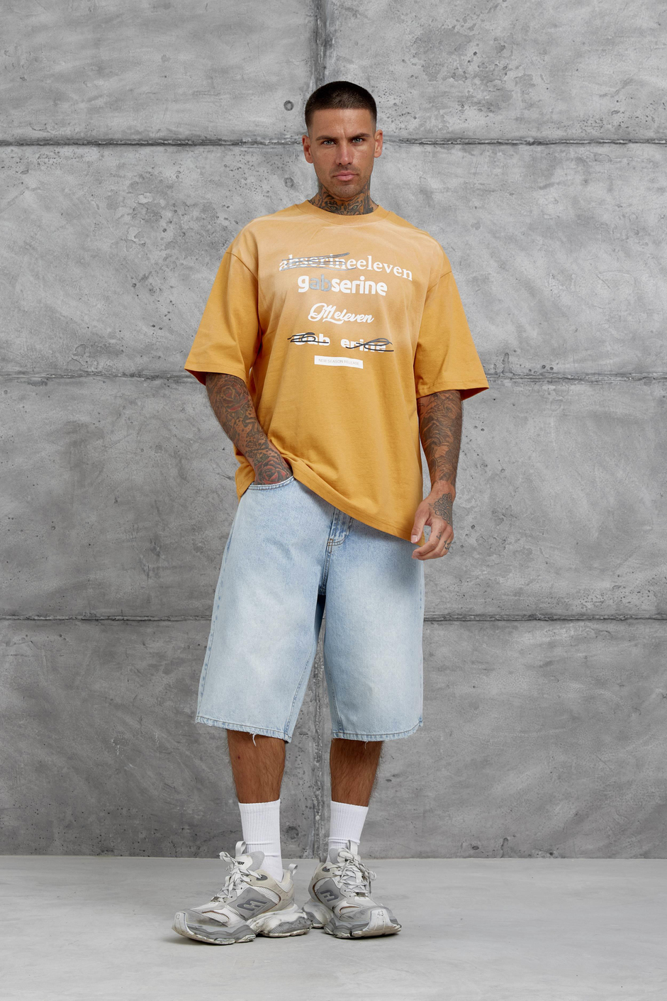 Hardal Gabserine Yazılı Oversize Tshirt