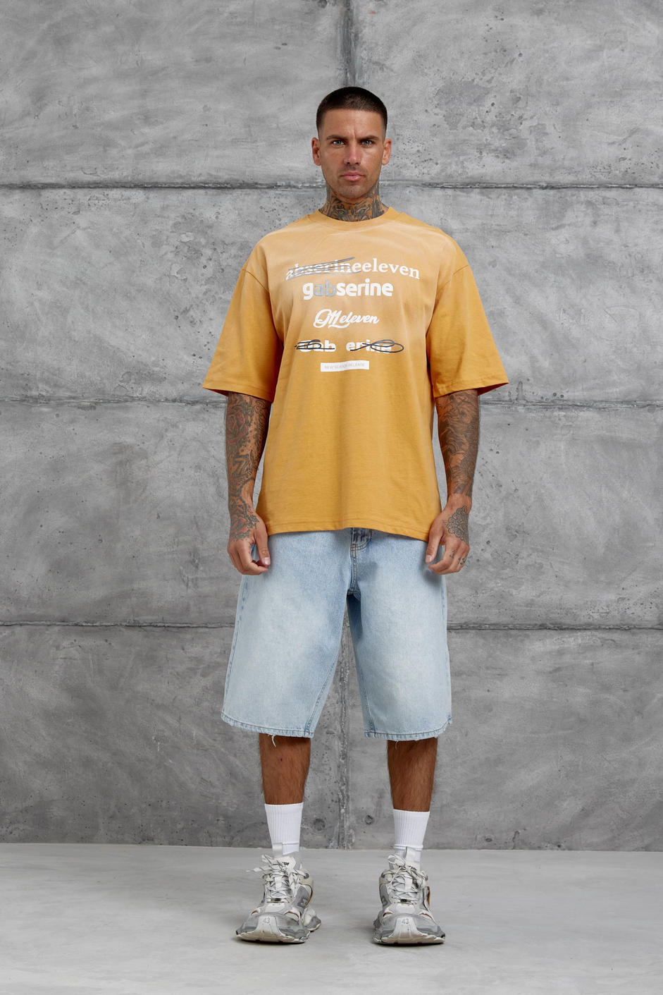 Hardal Gabserine Yazılı Oversize Tshirt