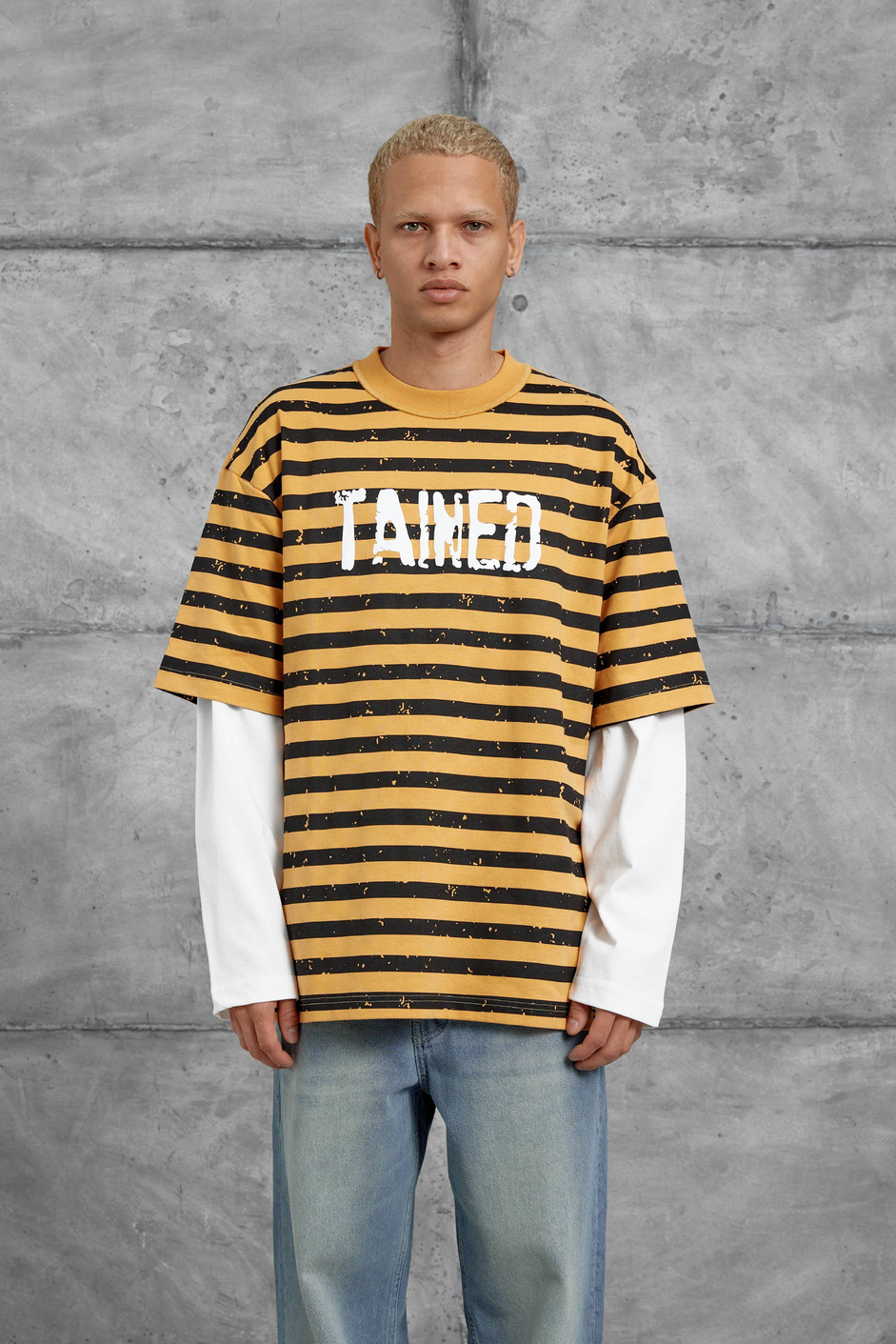 Hardal TAINED BASKILI KOLU PARCALI OVERSİZE SWEATSHIRT