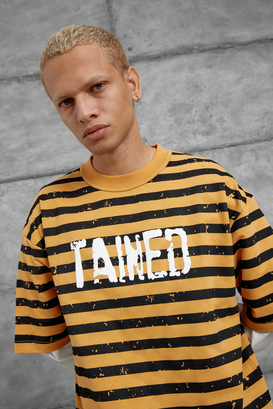 Hardal TAINED BASKILI KOLU PARCALI OVERSİZE SWEATSHIRT