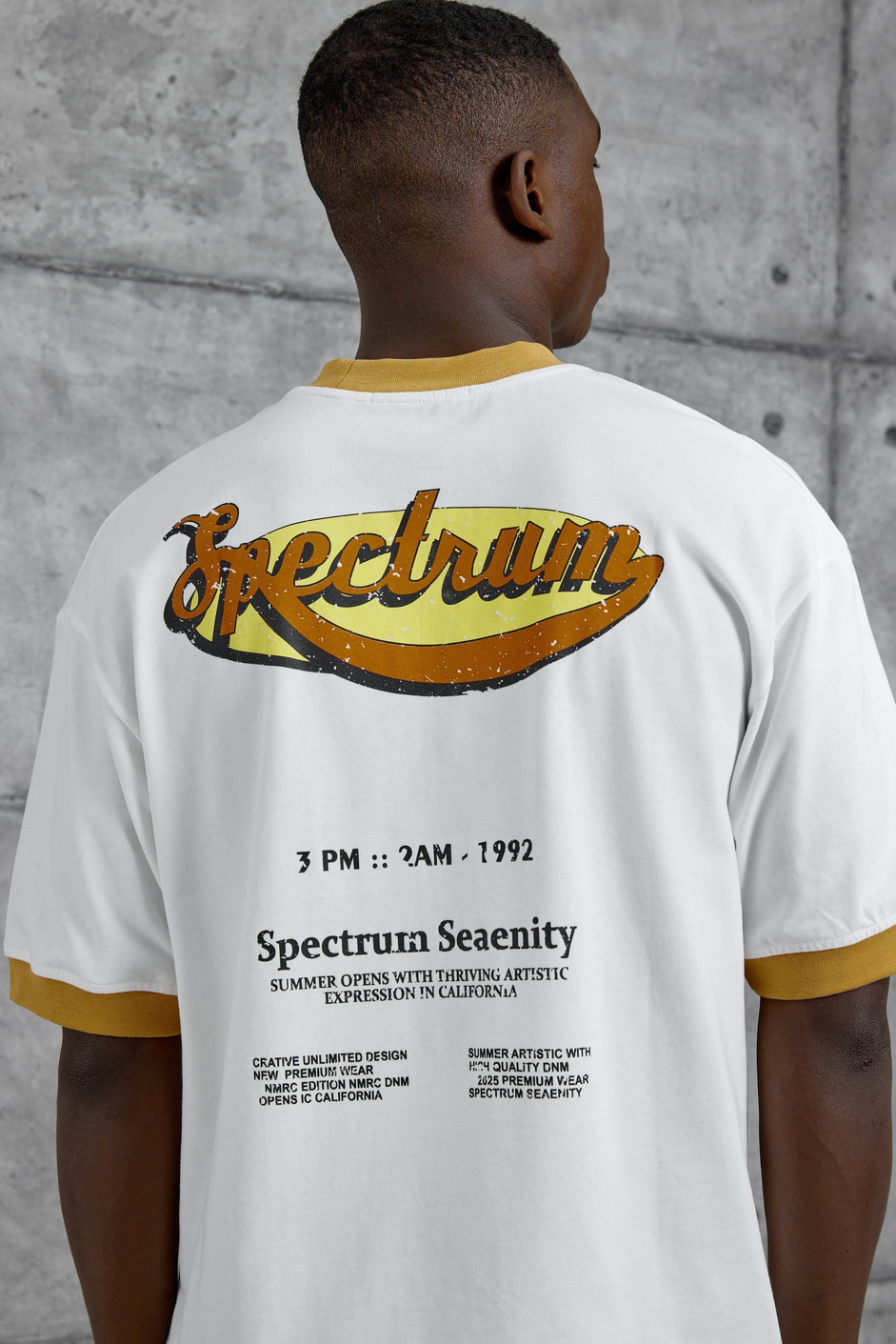 Hardal Yakalı Spectrum Yazılı Oversize Tshirt