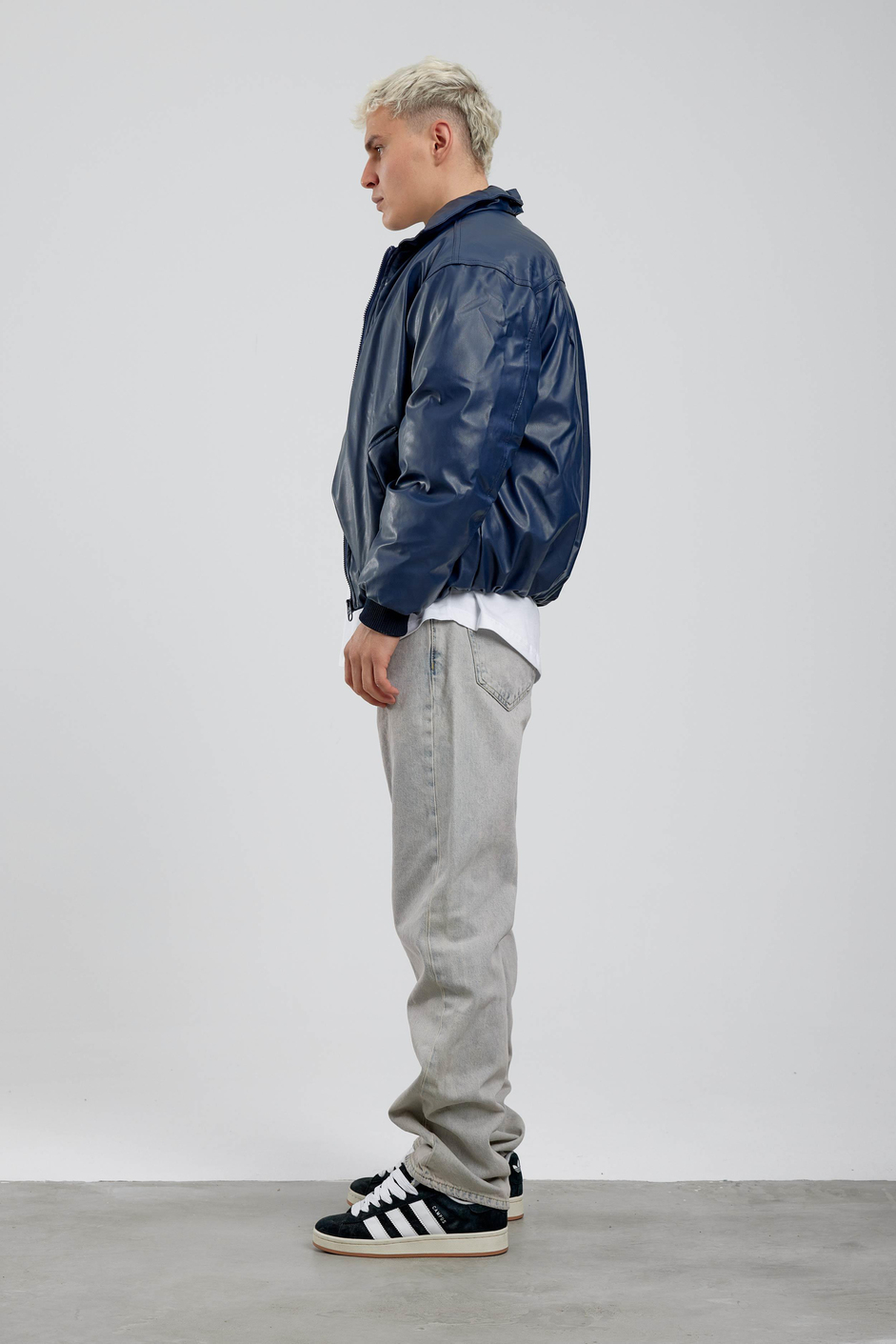 İndigo Bomber Deri Mont